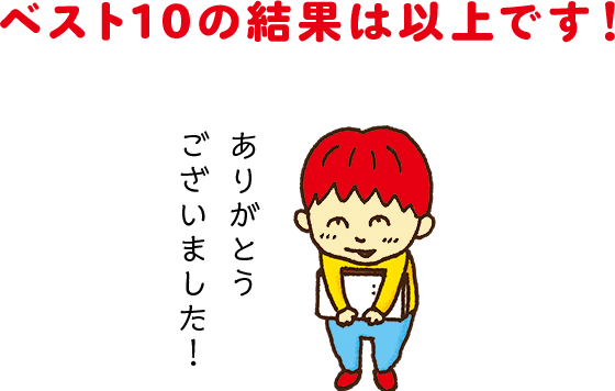ベスト10の結果は以上です